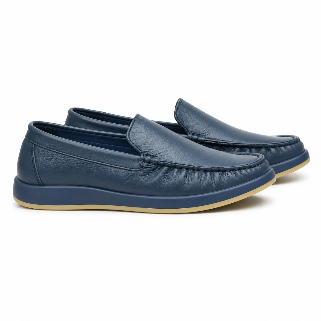 Mens Soft Leather Flexible Slip On Loafers